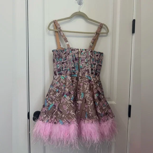 Bronx and Banco Mademoiselle Feather Trim Mini Dress - Picture 3 of 8